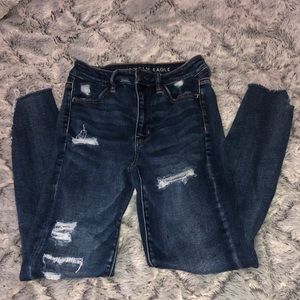 Dark blue ripped skinny jeans